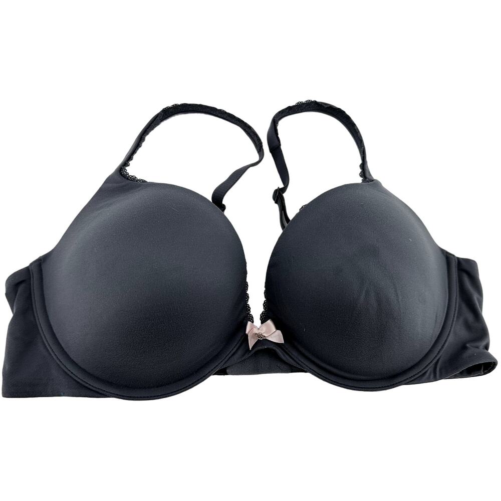 Body By Victoria's Secret Push Up Bra Bow Lace Trim Underwired Dusty Blue 36D